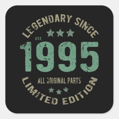 26 Year Old Bday 1995 Legend Since 26th Birthday Square Sticker