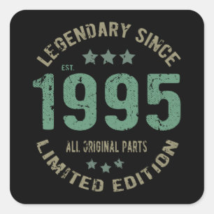 26 Year Old Bday 1995 Legend Since 26th Birthday Square Sticker