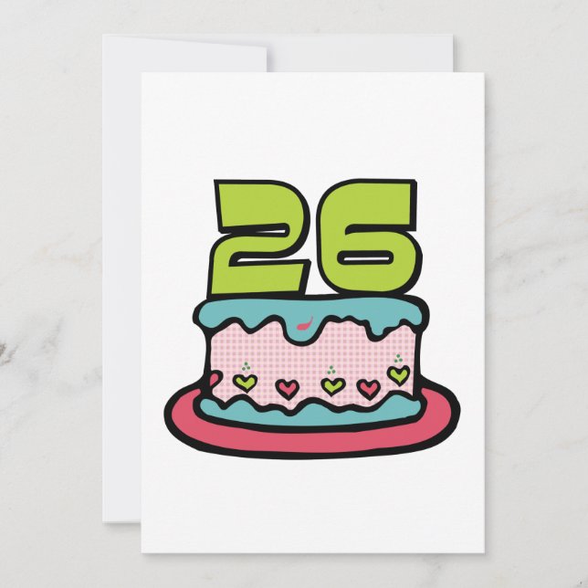 26 Year Old Birthday Cake Card (Front)