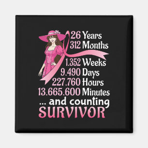 26 Years 312 Months And Counting Breast Cancer Sur Magnet