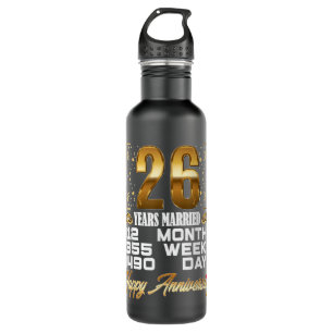 26 Years Married Funny 26th Wedding Anniversary Stainless Steel Water Bottle