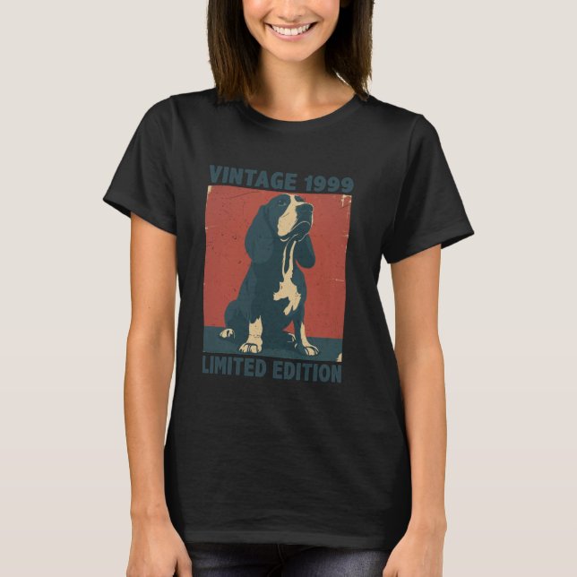 26 Years Old 26th Birthday - Vintage 1999 Basset H T-Shirt (Front)