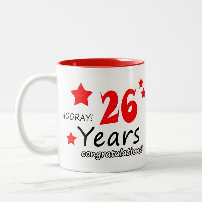 26th anniversary, 26 Years Wedding Anniversaries Two-Tone Coffee Mug (Left)