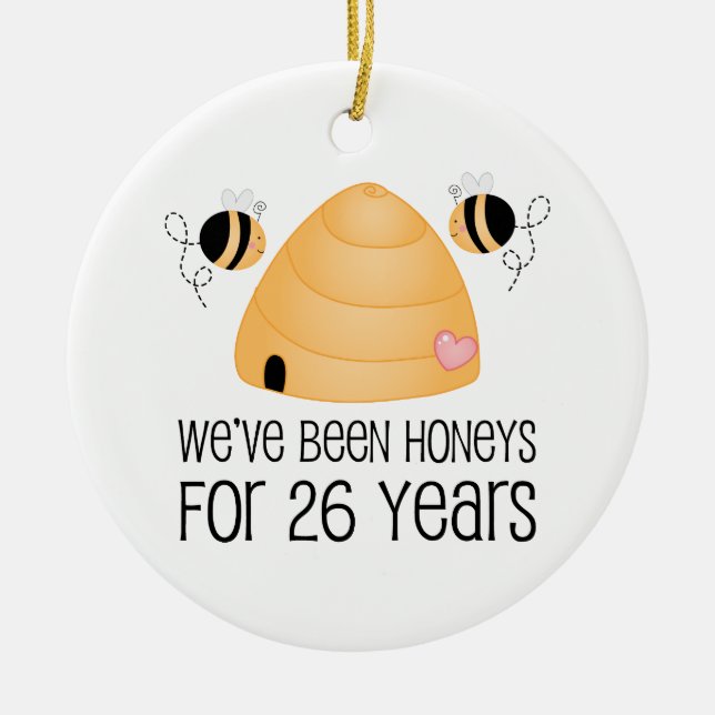 26th Anniversary Couple Gift Ceramic Ornament (Front)