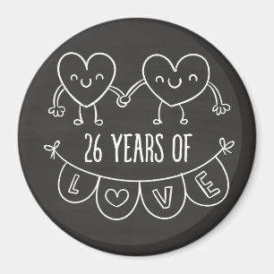 26th Anniversary Gift Chalk Hearts Magnet