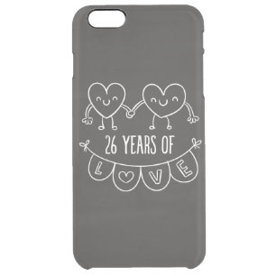 26th Anniversary Gift Chalk Hearts Clear iPhone 6 Plus Case