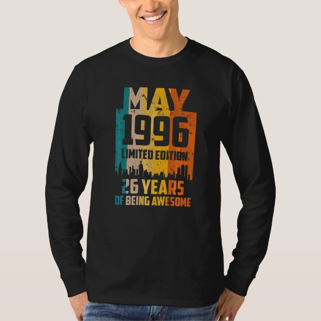 26th Birthday 26 Years Awesome Since May 1996 Vint T-Shirt (Front)