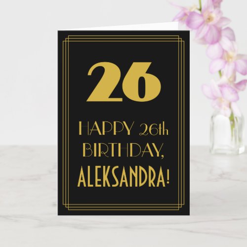 26th Birthday  Art Deco Inspired Look 26  Name Card