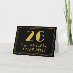 26th Birthday: Art Deco Inspired Look "26" + Name Card