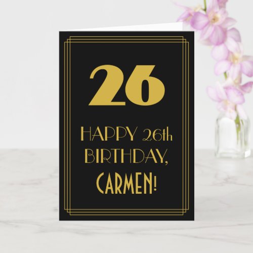 26th Birthday  Art Deco Inspired Look 26  Name Card