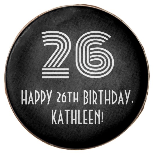 26th Birthday - Art Deco Inspired Look "26", Name Chocolate Covered Oreo (Front)