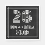 [ Thumbnail: 26th Birthday: Art Deco Inspired Look "26" + Name Napkins ]
