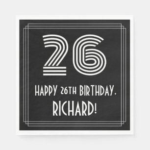 26th Birthday: Art Deco Inspired Look "26" + Name Napkins
