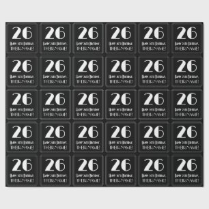 26th Birthday - Art Deco Inspired Look "26", Name Wrapping Paper