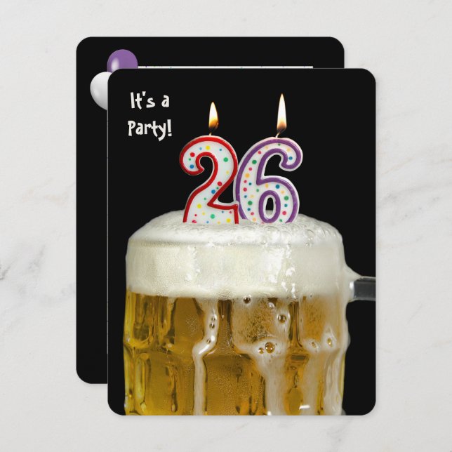 26th birthday Beer Party Invitation (Front/Back)