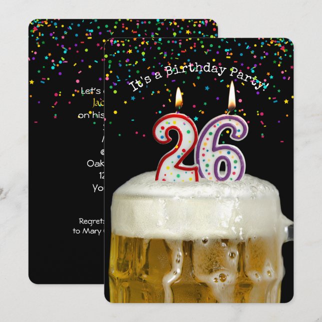 26th Birthday Beer Party Invitation (Front/Back)