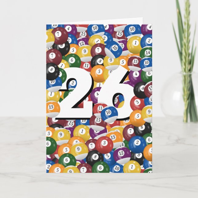 26th Birthday Billiard Balls  Card (Front)