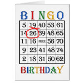 26th Birthday Bingo card (Front)