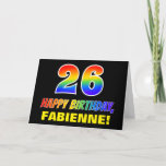 [ Thumbnail: 26th Birthday: Bold, Fun, Simple, Rainbow 26 Card ]