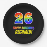 [ Thumbnail: 26th Birthday: Bold, Fun, Simple, Rainbow 26 Paper Plates ]