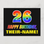[ Thumbnail: 26th Birthday: Bold, Fun, Simple, Rainbow 26 Postcard ]