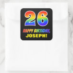 [ Thumbnail: 26th Birthday: Bold, Fun, Simple, Rainbow 26 Sticker ]