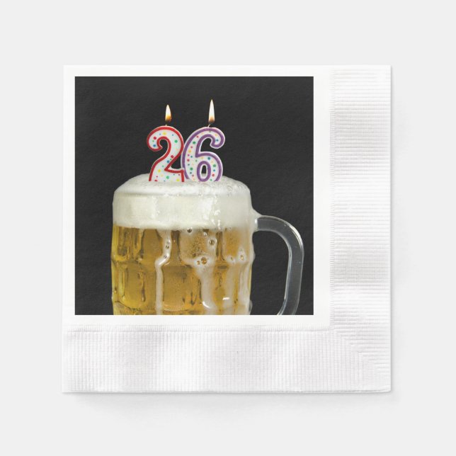 26th birthday candles in beer napkins (Front)