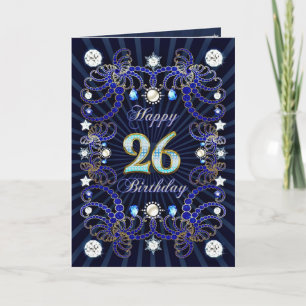 26th birthday card with classes of jewels