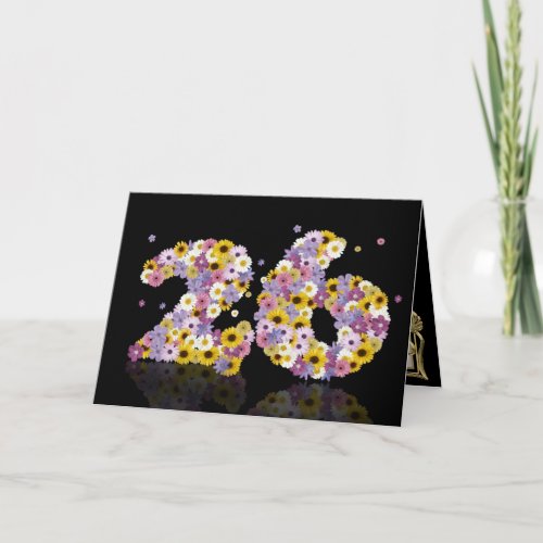 26th birthday card with flowery letters