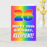 [ Thumbnail: 26th Birthday: Colorful, Fun Rainbow Pattern # 26 Card ]