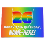 [ Thumbnail: 26th Birthday: Colorful, Fun Rainbow Pattern # 26 Gift Bag ]