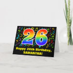 [ Thumbnail: 26th Birthday: Colorful Music Symbols & Rainbow 26 Card ]