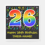 [ Thumbnail: 26th Birthday - Colorful Music Symbols, Rainbow 26 Napkins ]