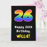 [ Thumbnail: 26th Birthday: Colorful Rainbow # 26, Custom Name Card ]