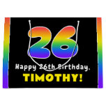 [ Thumbnail: 26th Birthday: Colorful Rainbow # 26, Custom Name Gift Bag ]