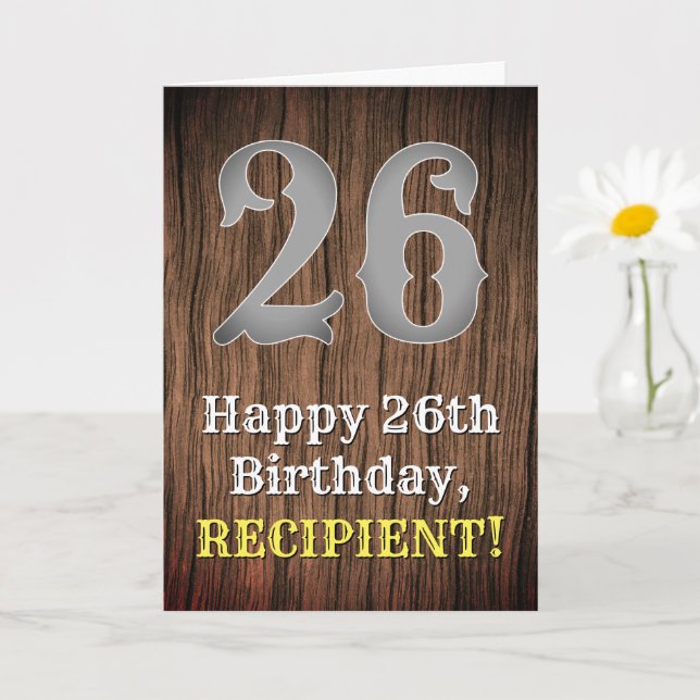 26th Birthday: Country Western Inspired Look, Name Card (Small Plant)