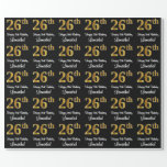 [ Thumbnail: 26th Birthday: Elegant Luxurious Faux Gold Look # Wrapping Paper ]
