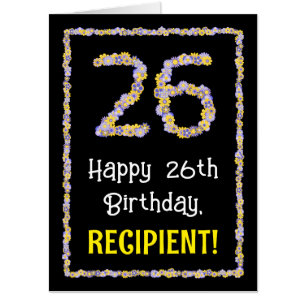 26th Birthday: Floral Flowers Number “26” + Name Card