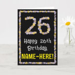 [ Thumbnail: 26th Birthday: Floral Flowers Number, Custom Name Card ]