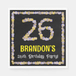 [ Thumbnail: 26th Birthday: Floral Flowers Number, Custom Name Napkins ]