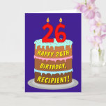 [ Thumbnail: 26th Birthday: Fun Cake and Candles + Custom Name Card ]