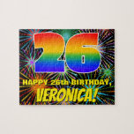[ Thumbnail: 26th Birthday: Fun, Colorful Celebratory Fireworks Jigsaw Puzzle ]