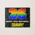 [ Thumbnail: 26th Birthday — Fun, Colorful Music Symbols & “26” Jigsaw Puzzle ]
