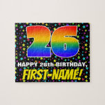 [ Thumbnail: 26th Birthday — Fun, Colorful Star Field Pattern Jigsaw Puzzle ]