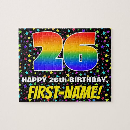 26th Birthday  Fun Colorful Star Field Pattern Jigsaw Puzzle