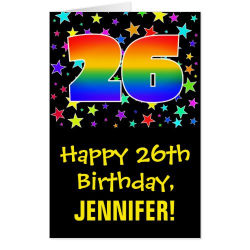 26th Birthday Fun Colorful Stars  Rainbow  26 Card