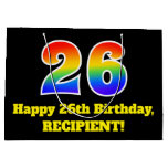 [ Thumbnail: 26th Birthday ~ Fun, Colorful, Vibrant, Rainbow 26 Gift Bag ]