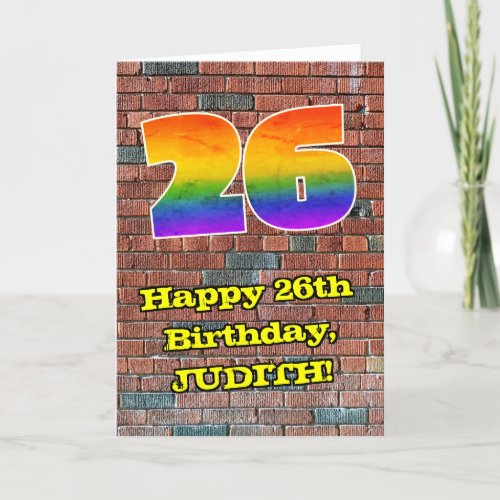26th Birthday Fun Graffiti_Inspired Rainbow 26 Card