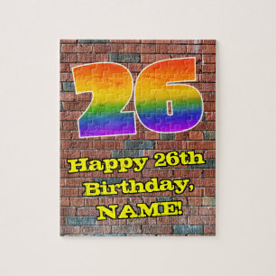 26th Birthday: Fun Graffiti-Inspired Rainbow 26 Jigsaw Puzzle