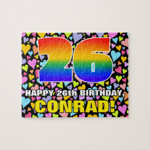 26th Birthday — Fun, Loving Heart Shapes + “26” Jigsaw Puzzle